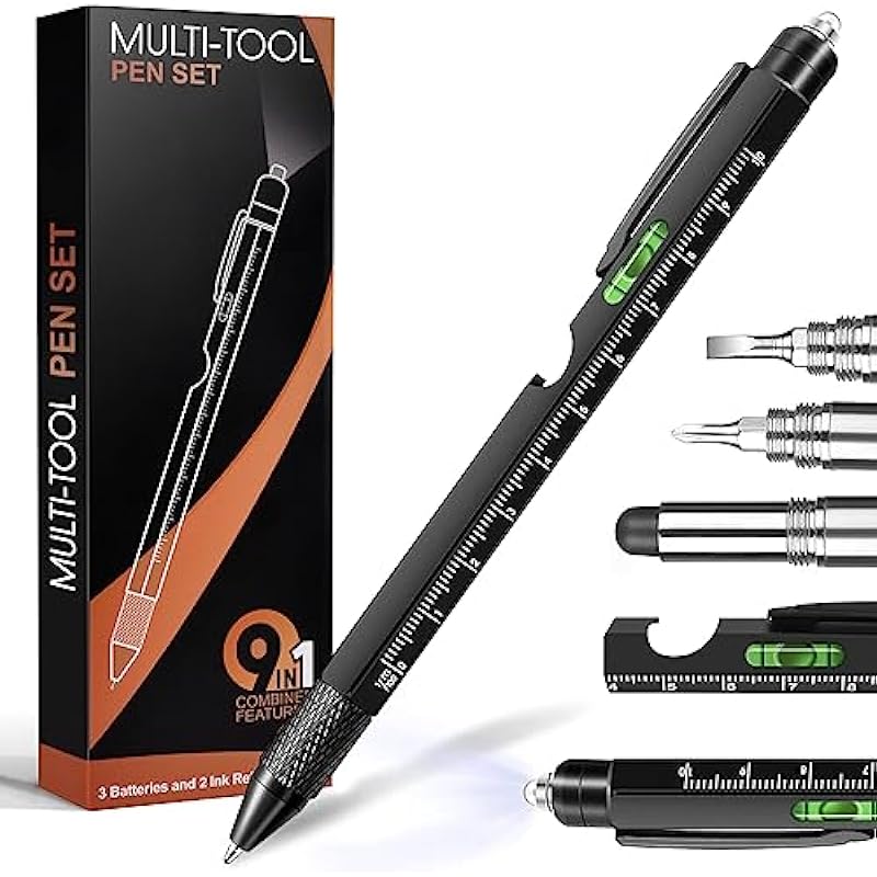 Gifts for Men, Fathers Day Dad Gifts from Daughter Son Wife, 9 in 1 Multitool Pen, Tools Gadgets for Men, Birthday Father’s Day Gift for Dad Grandpa Husband Him, Christmas Stocking Stuffers for Adults