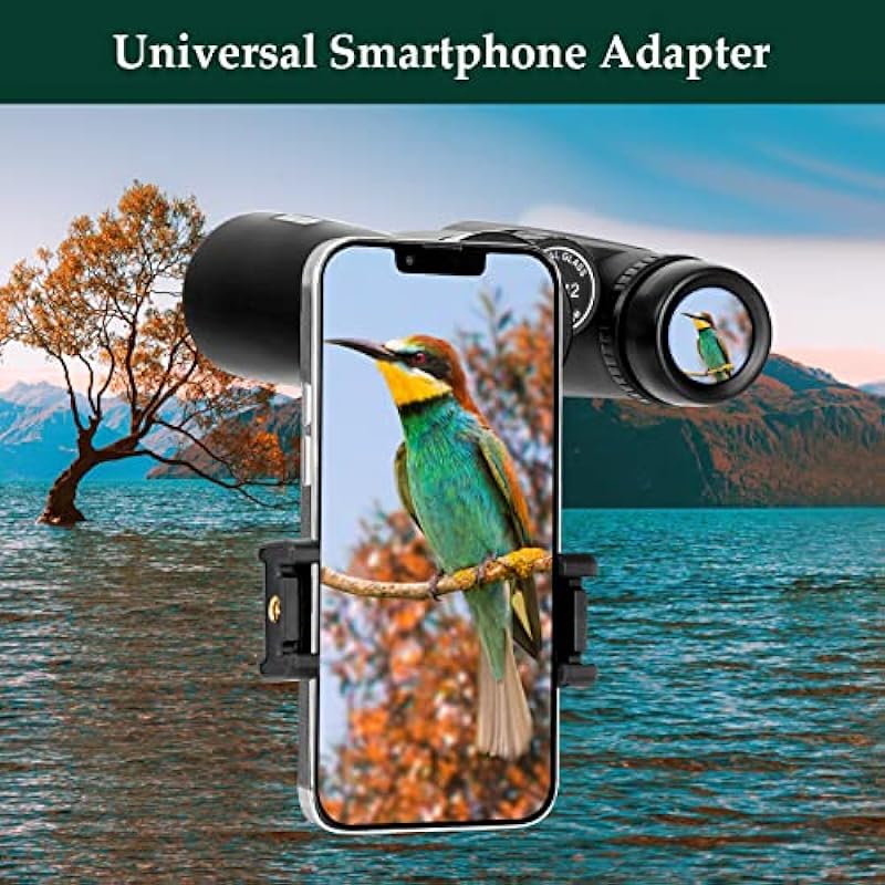 Adorrgon 12×42 HD Binoculars for Adults High Powered with Phone Adapter, Tripod and Tripod Adapter – Large View Binoculars with Clear Low Light Vision – Binoculars for Bird Watching Cruise Travel