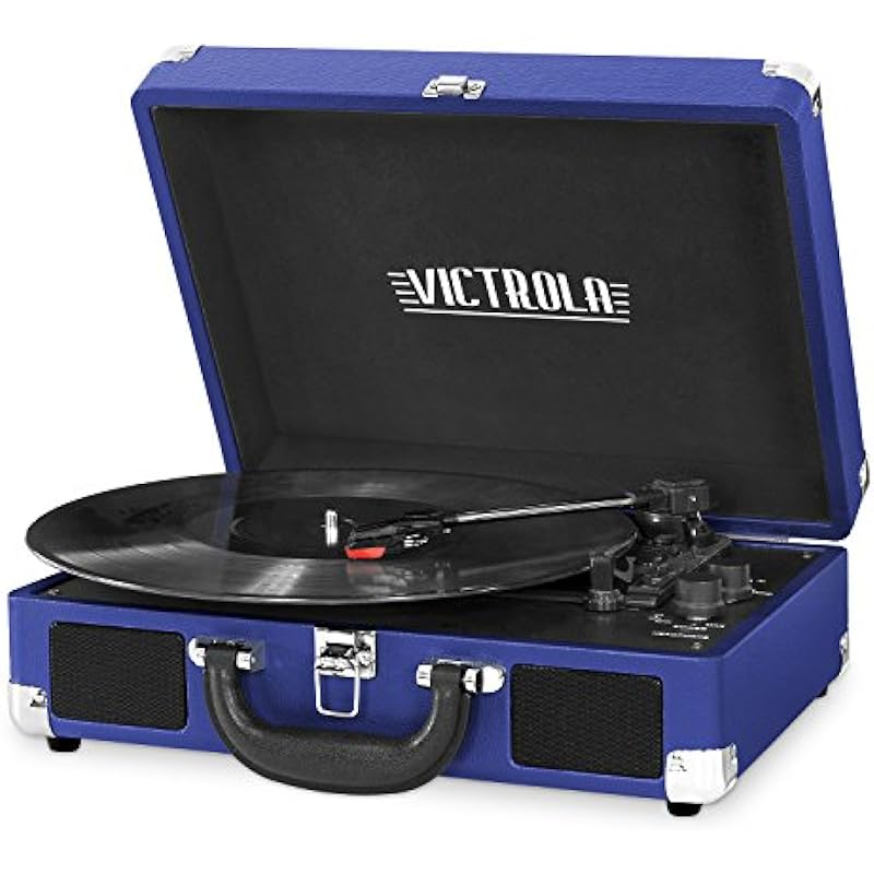 Victrola Vintage 3-Speed Bluetooth Portable Suitcase Record Player with Built-in Speakers | Upgraded Turntable Audio Sound|Cobalt Blue, Model Number: VSC-550BT-COB
