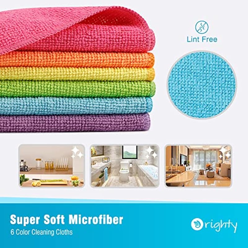 Orighty Microfiber Cleaning Cloths, Pack of 20, Highly Absorbent Cleaning Supplies, Lint Free Cloths for Multiple-use, Powerful Dust Removal Cleaning Rags for House, Kitchen, Car Care(12×12 inch)