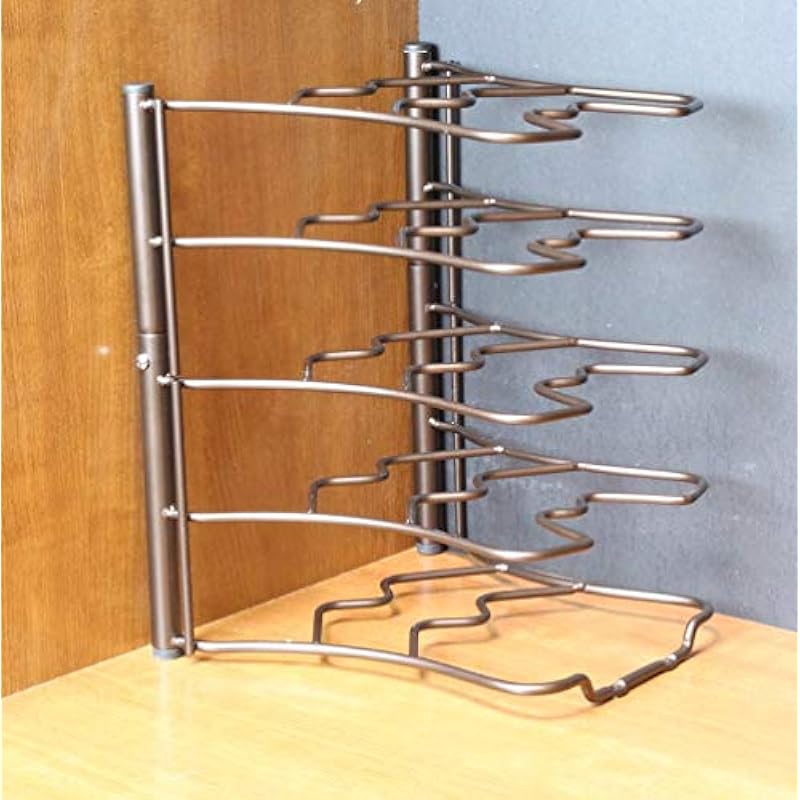 Deco Brothers Pan Organizer Rack for Kitchen Cabinet and Counter, Bronze