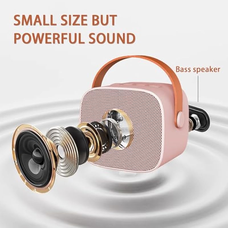 Mini Karaoke Machine Portable Wireless Bluetooth Hands-Grip Long Battery Life Mini Karaoke Speaker for Kid Funny Toys and Gifts and Family Party use Singing(Pink)
