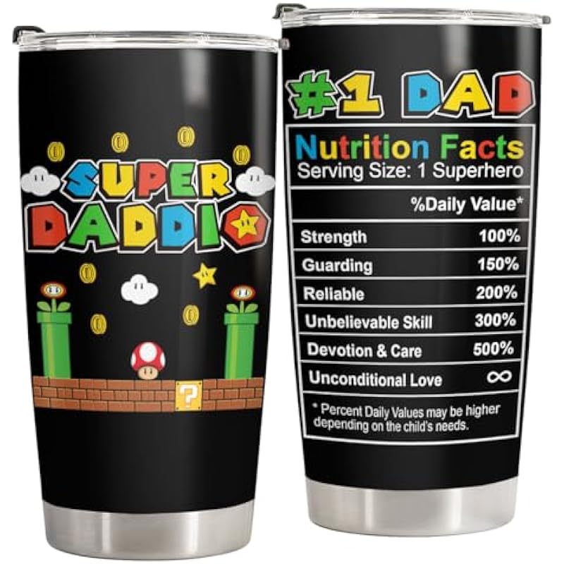 34HD Father Day Gifts, Daddio Tumbler with Lid 20 oz Stainless Steel, Daddio Coffee Mug, Fathers Day Drinking Cup, Dad Gifts from Daughter Son