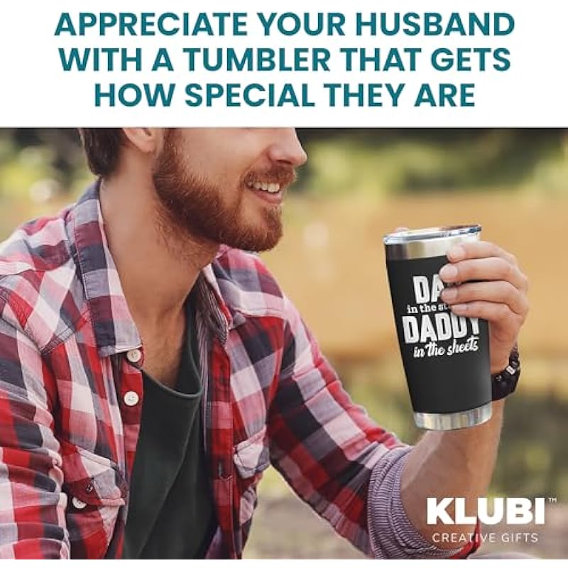 KLUBI Father’s Day Gifts from Wife Dad In The Streets Daddy In The Sheets Cup Birthday Gifts for Husband from Wife 20oz Dad Coffee Tumbler Funny Father’s Day Gifts for Him Boyfriend Gifts for Birthday