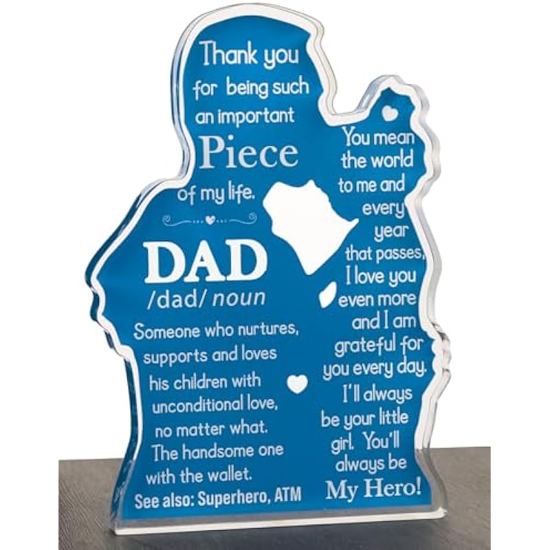 Dad Gifts from Daughter, Father Day Gifts for Dad, Dad Birthday Gift Ideas, Thank You Gifts for Dad Stepdad New Dad, Father, Gifts for Dad Who Have Everything Dad Definition Desk Decor Plaque Signs