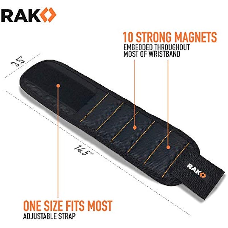 RAK Magnetic Wristband for Holding Screws, Nails and Drill Bits for Men – Made from Premium Ballistic Nylon with Lightweight Powerful Magnets for Dad, Husband, Grandpa, Handyman