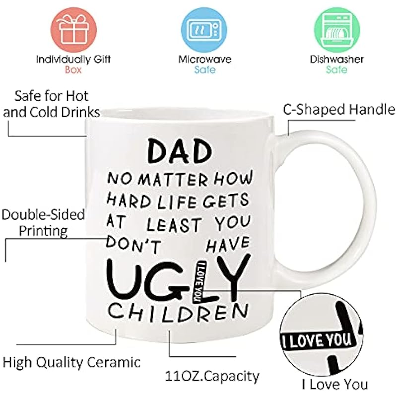 Fathers Day Dad Gifts from Daughter Son Wife,11oz Funny Coffee Mug Gifts for Dad Grandpa Father in Law,Unique Fathers Day Present Idea for Father Husband Men Him,Dad Birthday Gifts for New Dad Stepdad