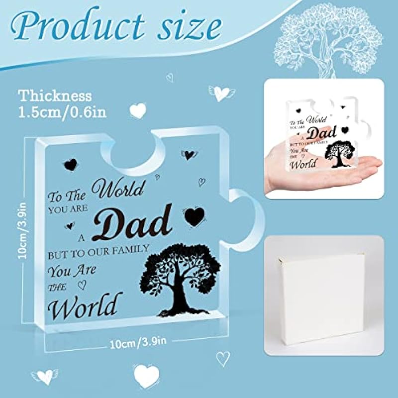 Dad Gifts from Daughter Son, Acrylic Plaque Gifts for Dad, Dad Plaque Gifts Puzzle Shaped, Dad Birthday Gifts, Dad Presents for Fathers Day Christmas Daddy Gifts Dad Thank You Gifts