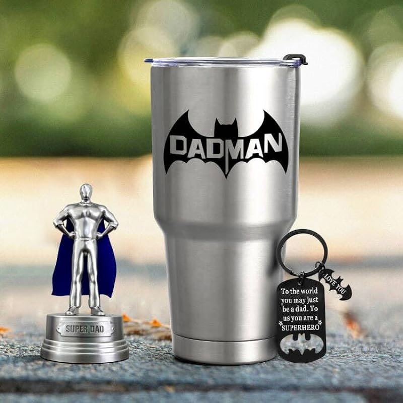 Lifecapido Dad Gifts, Fathers Day Gift for Dad from Daughter Son, Cool Gifts for Dad Father, Dad Birthday Gifts, Christmas Gifts for Dad, Super Dadman, 30oz Insulated Stainless Steel Travel Tumbler