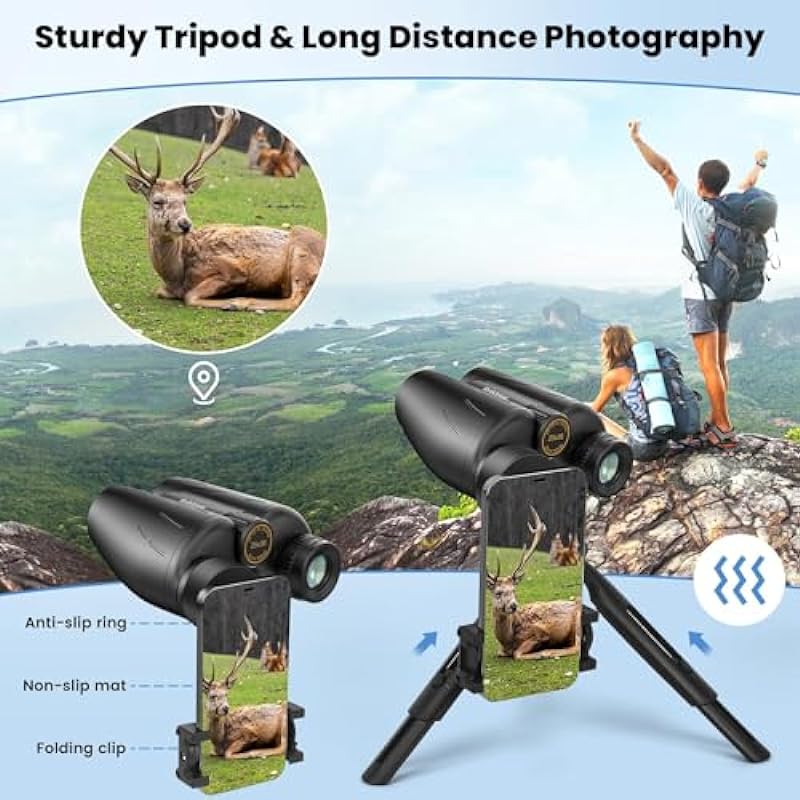 25X30 HD Binoculars for Adults with Universal Phone Adapter,Tripod and Tripod Adapter- Large View Binoculars with Super Bright – Waterproof Binoculars for Bird Watching,Hunting,Theater and Concerts