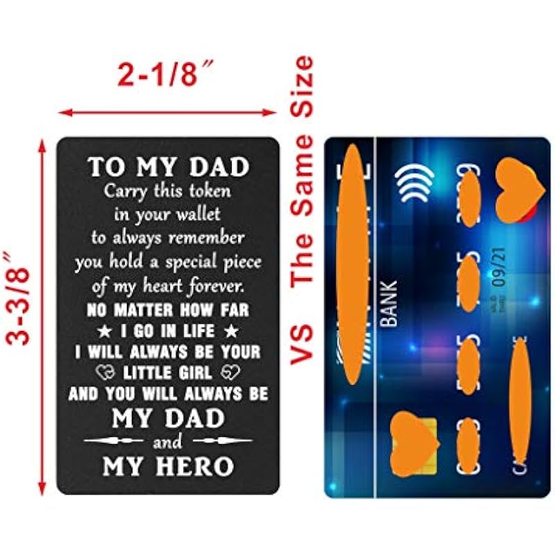TANWIH Fathers Day Dad Gifts from Daughter – Dad I Will Always Be Your Little Girl – Dad Birthday Gifts Wallet Card from Daughter – My Hero Dad Deployment Gifts, Christmas