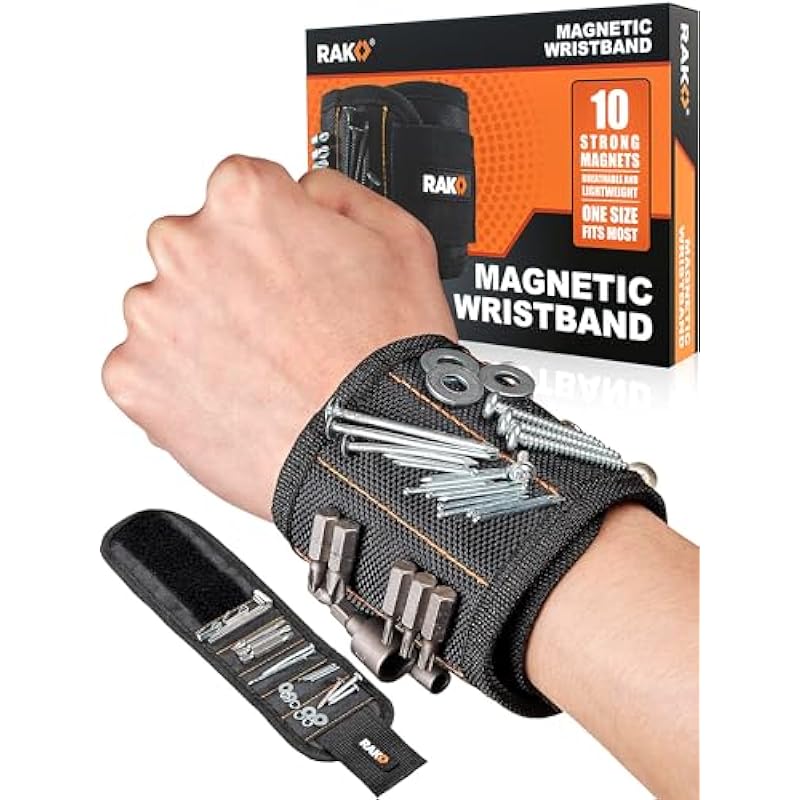 RAK Magnetic Wristband for Holding Screws, Nails and Drill Bits for Men – Made from Premium Ballistic Nylon with Lightweight Powerful Magnets for Dad, Husband, Grandpa, Handyman