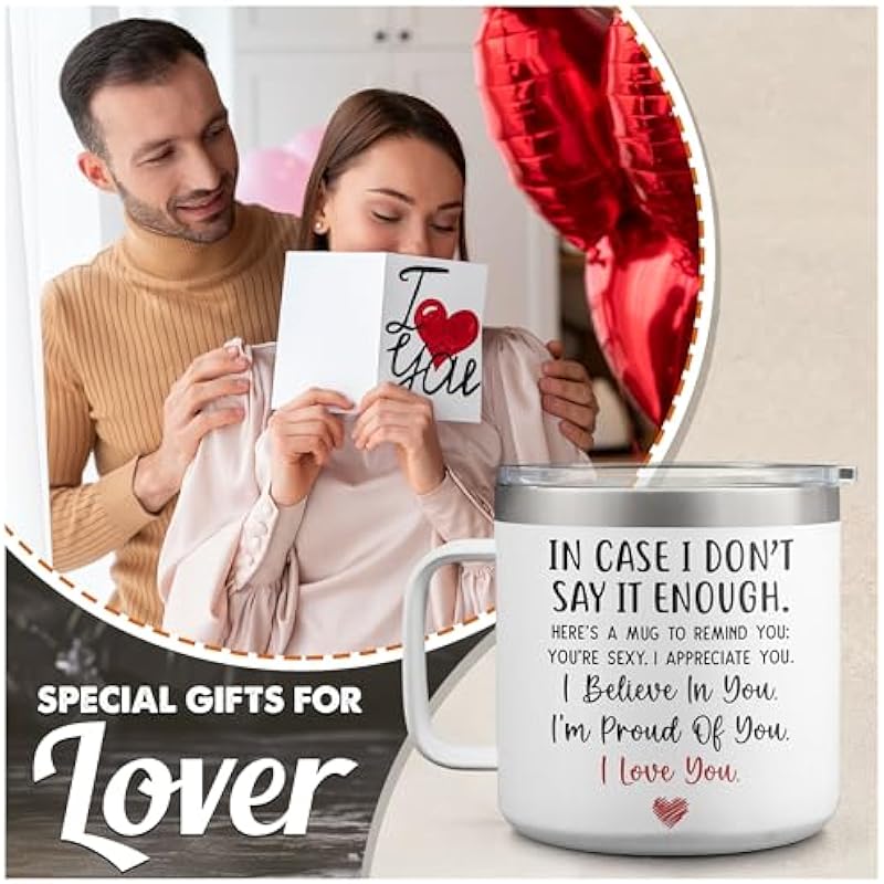 Valentines Day Gifts For Her & Him, Anniversary Wedding, Christmas, Birthday Mothers Day Gifts For Wife From Husband, Father Day Present For Husband From Wife – 14oz Stainless Steel Tumbler