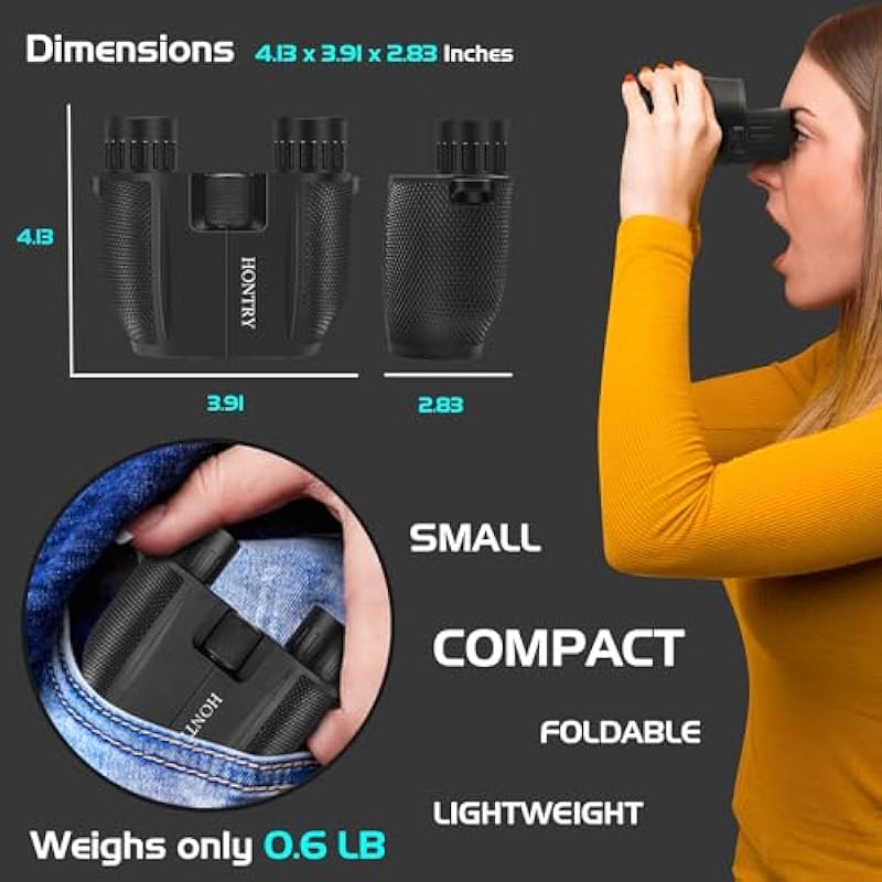 Binoculars for Adults and Kids, 10×25 Compact Binoculars for Bird Watching, Theater and Concerts, Hunting and Sport Games