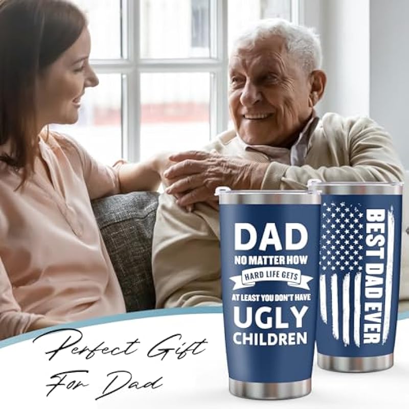 Fathers Day Dad Gifts from Daughter Son Wife,Gifts for Dad Stepdad Father in Law Him Husband Bonus Dad Daddy Papa Grandpa Uncle,Funny Birthday Christmas Anniversary Father’s Day Presents-20 oz Tumbler