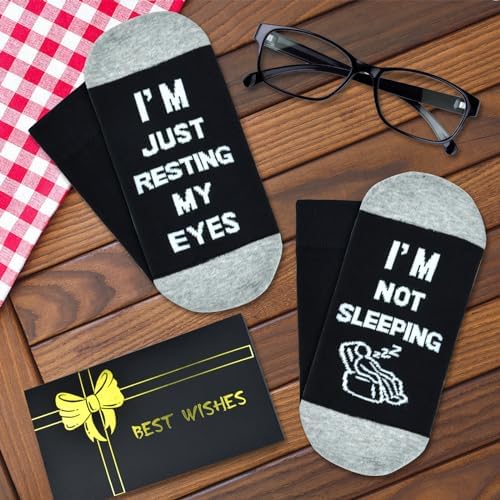 Dealswin Birthday Gifts for Dad Fathers Day Gift for Men Husband Grandpa, I’m Not Sleeping I’m Just Resting My Eyes Socks