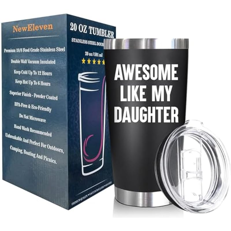 NewEleven Fathers Day Gift For Dad – Birthday Gifts For Dad From Daughter – Husband Gifts – Unique Birthday Present Ideas For Father, Husband, New Dad, Bonus Dad From Daughter – 20 Oz Tumbler