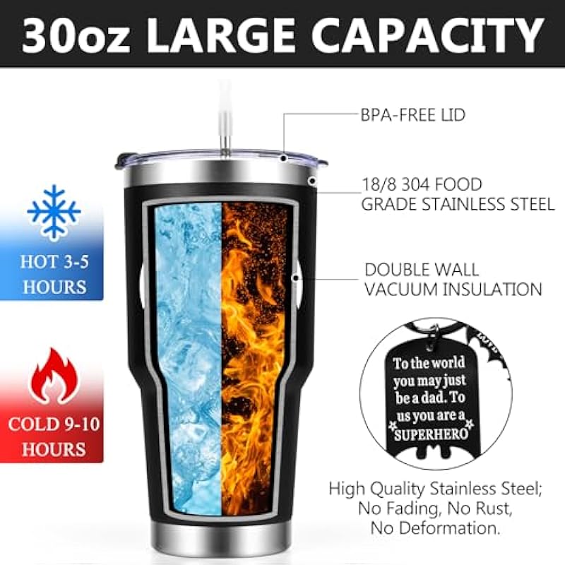 Lifecapido Dad Gifts, Fathers Day Gift for Dad from Daughter Son, Cool Gifts for Dad Father, Dad Birthday Gifts, Christmas Gifts for Dad Daddy, Super Dadman, 20oz Insulated Travel Tumbler, Black