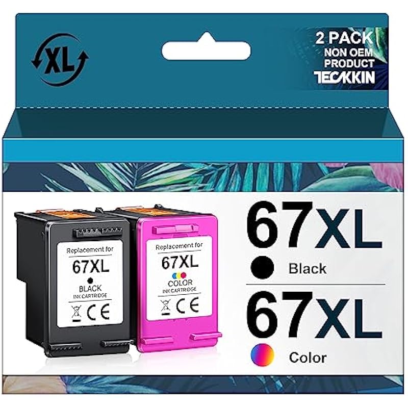 Remanufactured Ink Cartridge Replacement for HP Ink 67 67XL Works for HP DeskJet 2700 2700e 2755e 2755 4155e 4155 Envy 6055e 6455e 6400 6055 Envy Pro 6452 6458 6475 Printer (1 Black,1 Color)