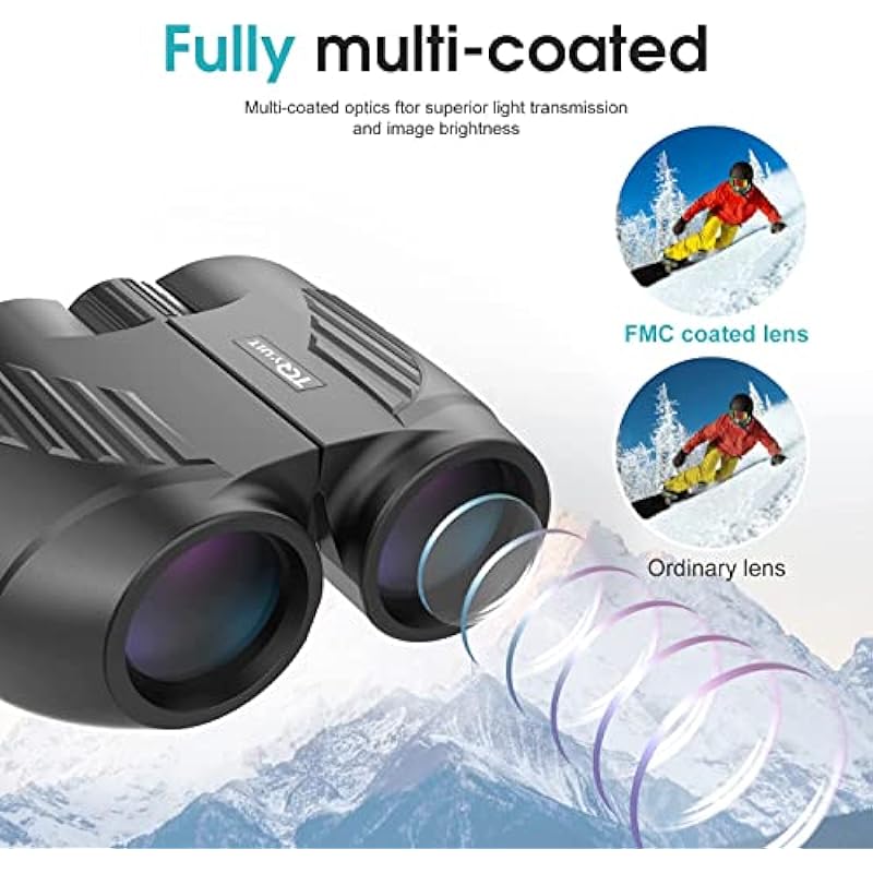 Binoculars 20×25 for Adults and Kids, High Power Easy Focus Binoculars with Low Light Vision, Compact Binoculars for Bird Watching and Travel