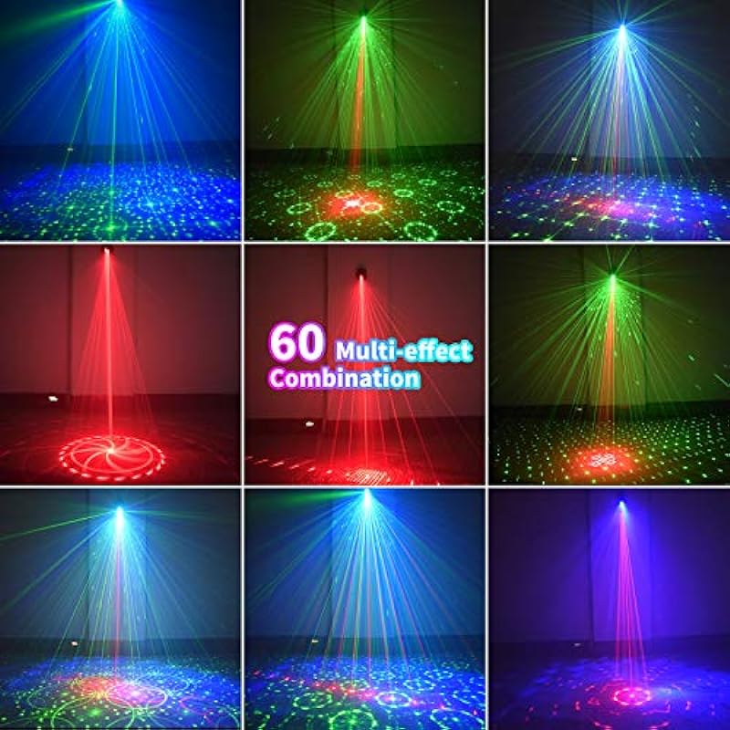 POCOCO DJ Disco Stage Party Lights, Sound Activated Laser Light RGB Flash Strobe Projector with Remote Control for Christmas Halloween Decorations Karaoke Pub KTV Bar Dance Gift Birthday Wedding