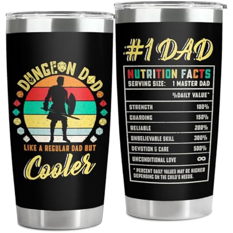 34HD Dad Gifts for Fathers Day, Dungeon Dad Tumbler with Lid 20 oz Stainless Steel, Dungeon Coffee Mug, Fathers Day Cup, Father Day Gifts from Daughter