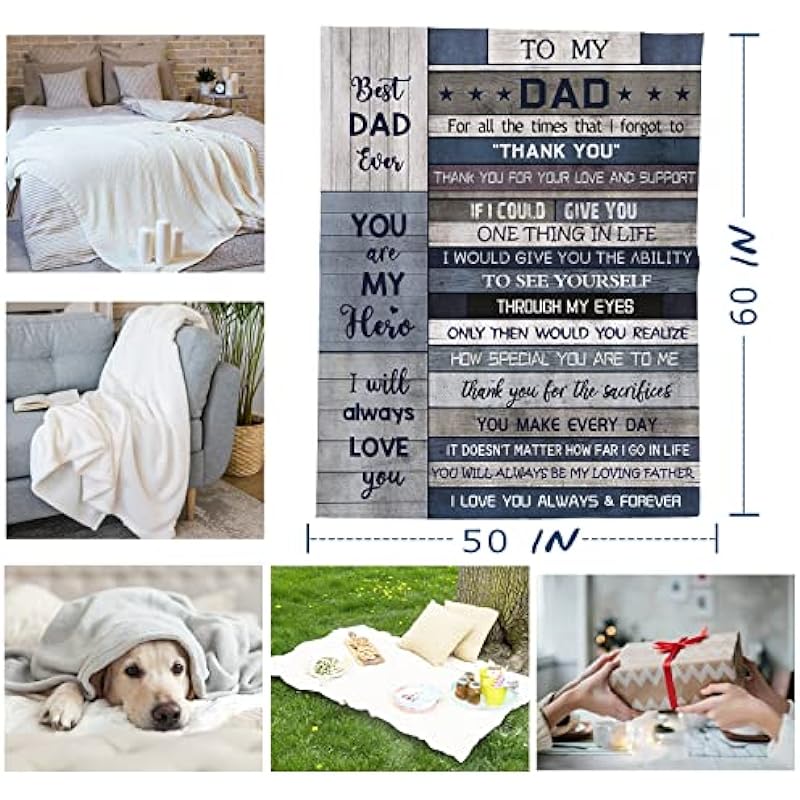 Dad Gifts Blanket – Dad Gifts from Daughter – Dad Gifts from Son 60″x50″ Blankets – Dad Birthday Gifts – Gifts for Daddy – Father Gifts – Gifts for Dad Who Wants Nothing – Best Dad Gift Ideas