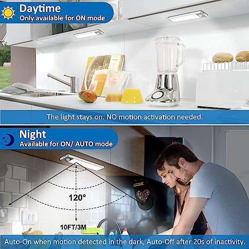 30-LED Motion Sensor Under Cabinet Lights, Magnetic Rechargeable Under Counter Closet Light, Wireless Night Light Bar Stick-On, 2-Pack, Cool White