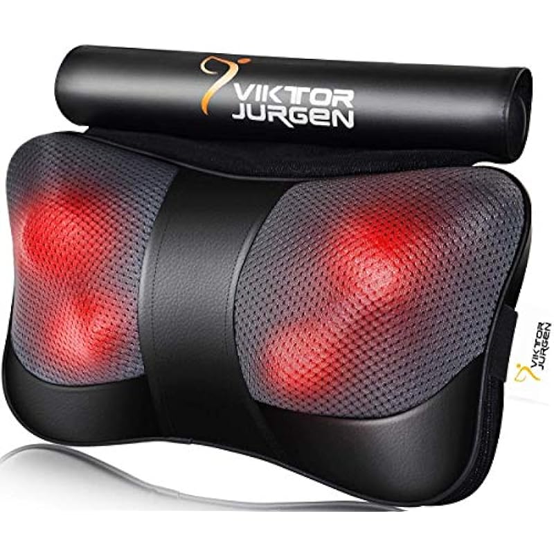VIKTOR JURGEN Fathers Day Back Massager Gifts, Shiatsu Kneading Massager for Neck and Shoulder, Massage Pillow with Heat Relaxation Gifts for Women/Men/Dad/Mom/Christmas/Mothers Day/Valentine’s Day