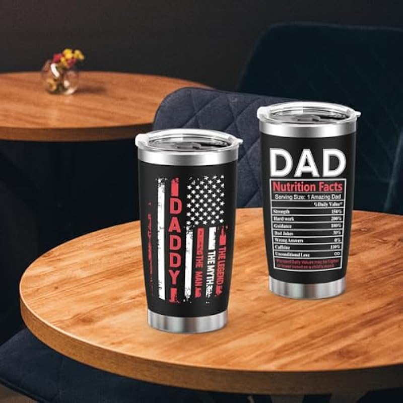 Fathers Day Dad Gifts from Daughter Son Wife, Gifts for Dad Stepdad Father in Law Him Husband New Dad Daddy Grandpa Uncle, Birthday Christmas Anniversary Father’s Day Presents – 20 oz Tumbler