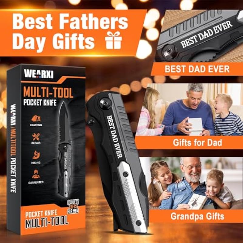 WEARXI Father’s Day Gifts from Daughter/Wife/Son, Multitool Pocket Knife Gifts for Men, Dad Gifts Fathers Day, Father Day Gift for Dad, Mens Gifts for Him Grandpa (Fathers Day Special Version)