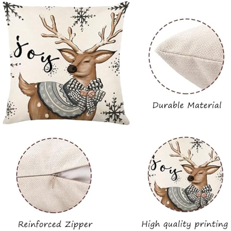 Christmas Decorations – Christmas Pillow Covers 18×18 Set of 4, Holiday Christmas Decor Home Sofa Couch Cushion Indoor Decorations