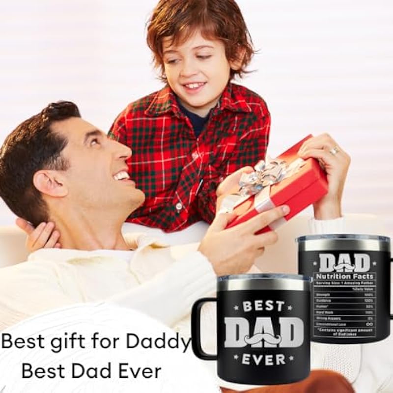 Father’s Day Dad Gifts from Daughter Son Kid Wife – Best Dad Ever Coffee Mug Isulated Cup, Tumbler Birthday Gifts, Presents for Daddy, Gift for New First Time Dad, Funny Idea for Girl Boy Papa Elderly